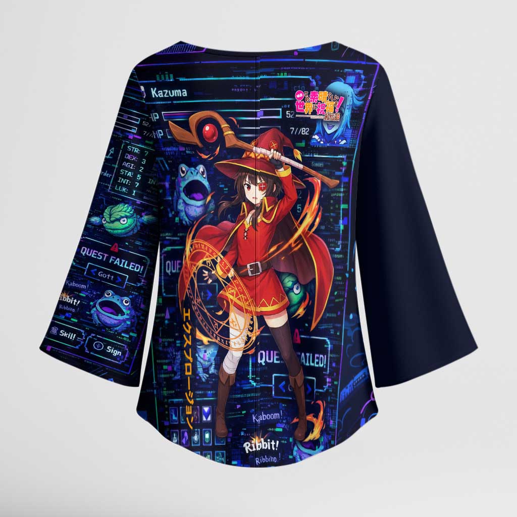 Megumin Crimson Demon Kimono Sleeve Blouse Retro Anime RPG Interface Style