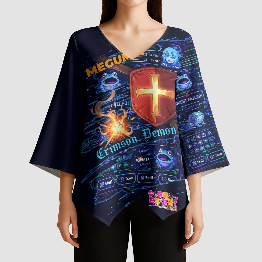 Megumin Crimson Demon Kimono Sleeve Blouse Retro Anime RPG Interface Style