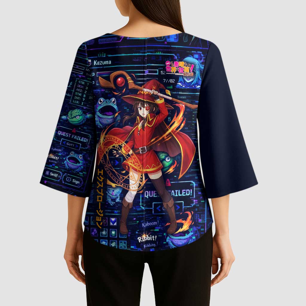 Megumin Crimson Demon Kimono Sleeve Blouse Retro Anime RPG Interface Style