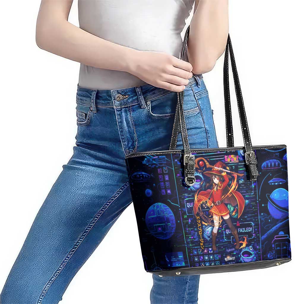Megumin Crimson Demon Leather Tote Bag Retro Anime RPG Interface Style