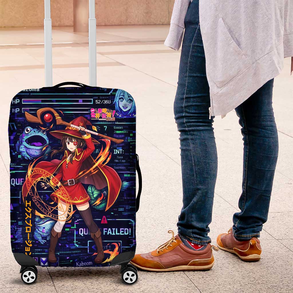 Megumin Crimson Demon Luggage Cover Retro Anime RPG Interface Style