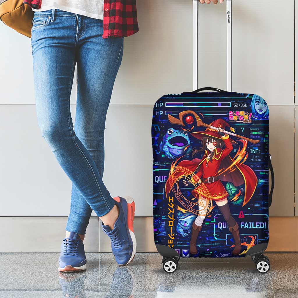 Megumin Crimson Demon Luggage Cover Retro Anime RPG Interface Style