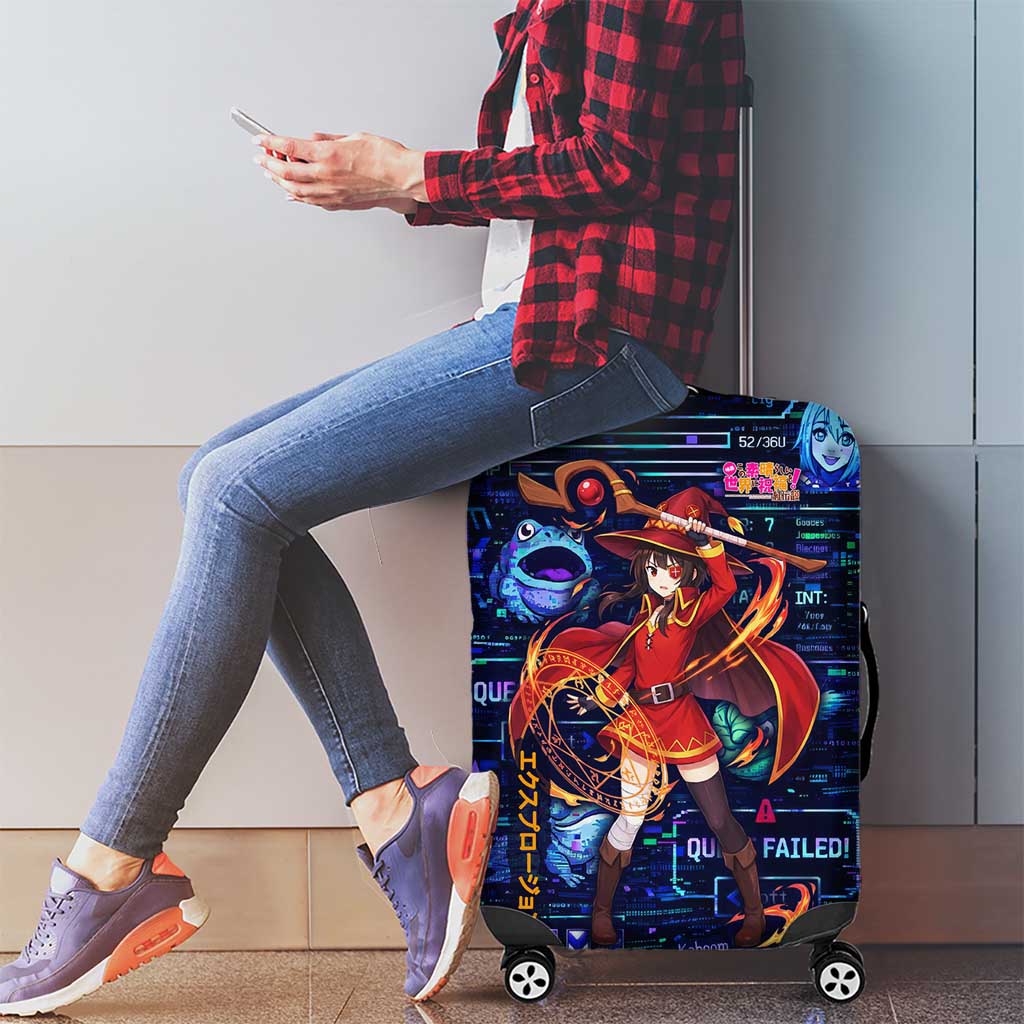 Megumin Crimson Demon Luggage Cover Retro Anime RPG Interface Style