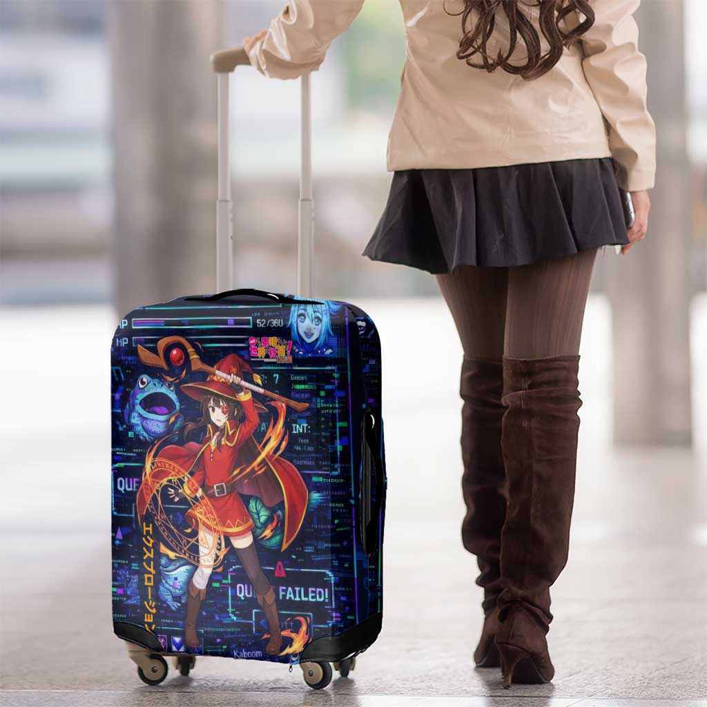 Megumin Crimson Demon Luggage Cover Retro Anime RPG Interface Style