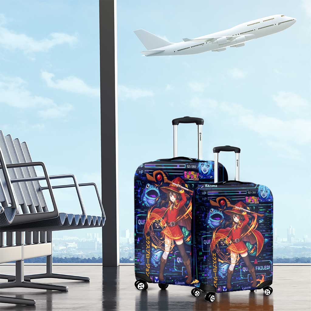 Megumin Crimson Demon Luggage Cover Retro Anime RPG Interface Style