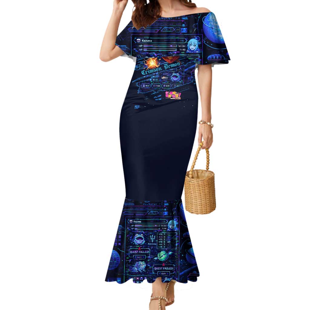 Megumin Crimson Demon Mermaid Dress Retro Anime RPG Interface Style