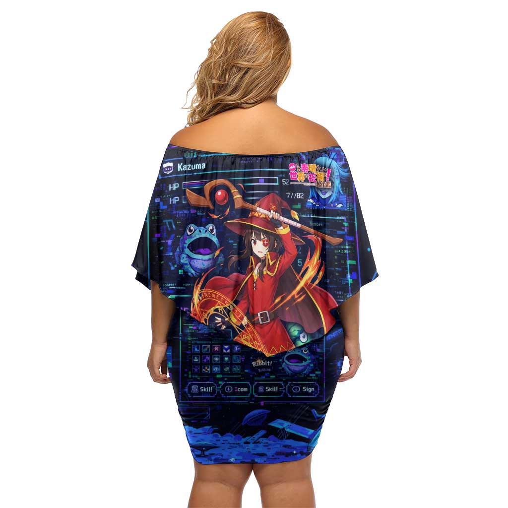 Megumin Crimson Demon Off Shoulder Short Dress Retro Anime RPG Interface Style
