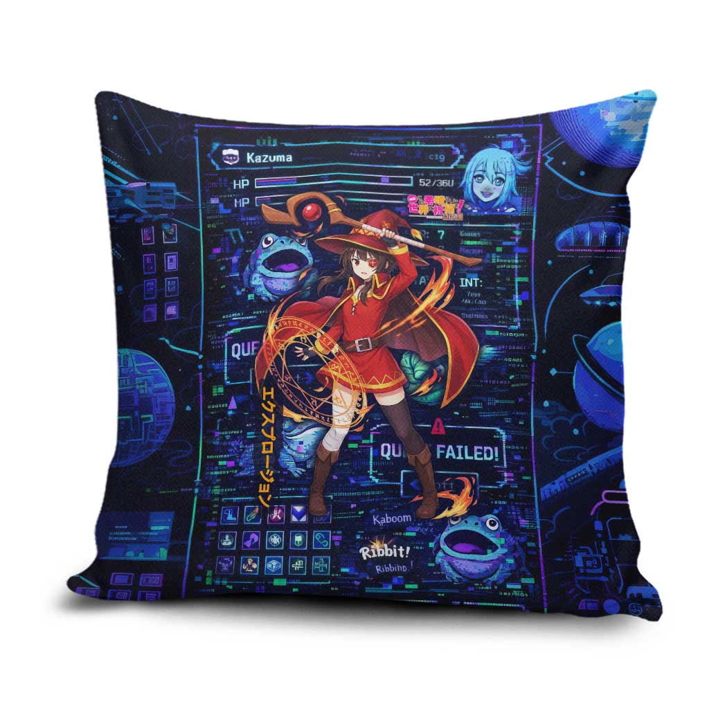 Megumin Crimson Demon Pillow Cover Retro Anime RPG Interface Style