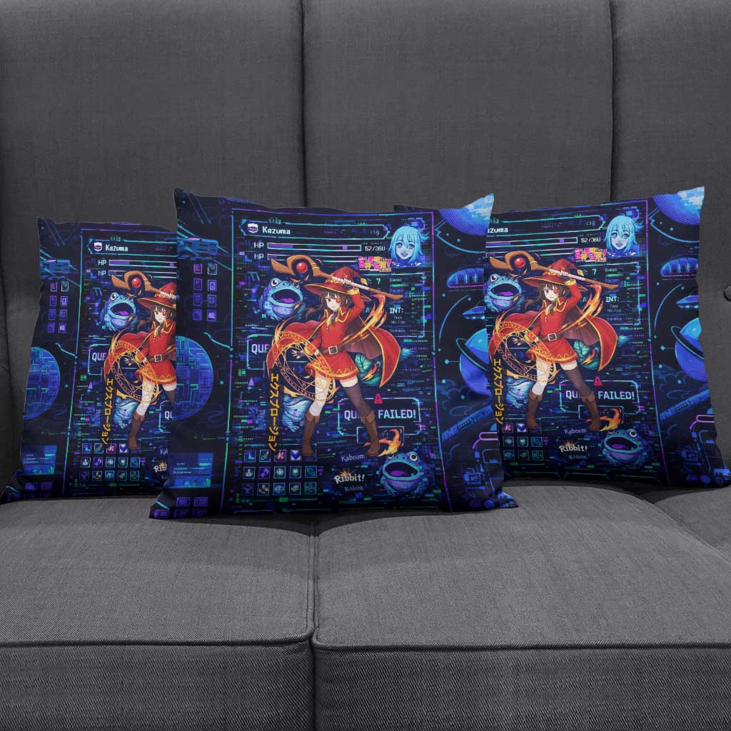 Megumin Crimson Demon Pillow Cover Retro Anime RPG Interface Style