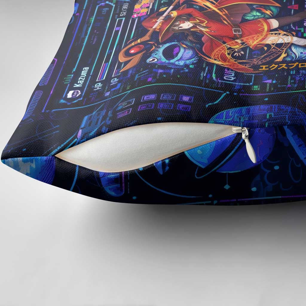 Megumin Crimson Demon Pillow Cover Retro Anime RPG Interface Style