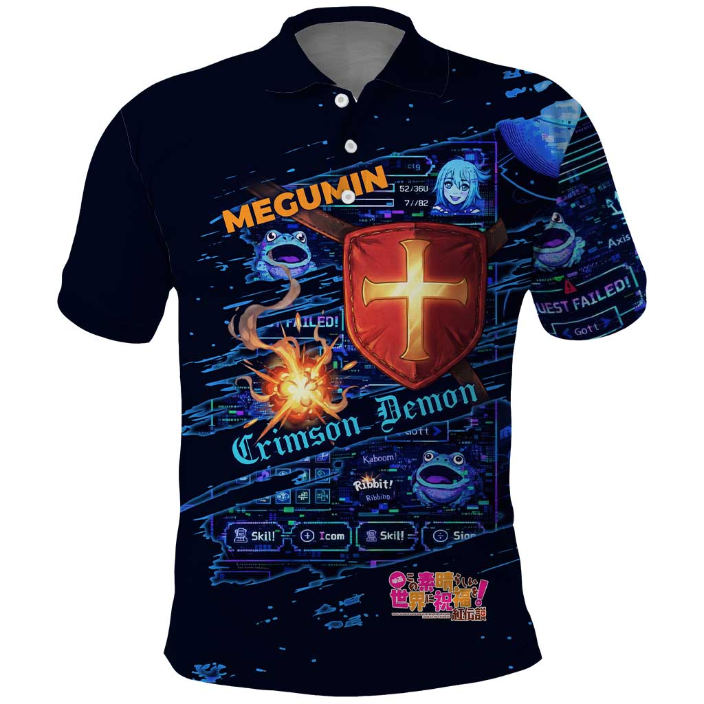 Megumin Crimson Demon Polo Shirt Retro Anime RPG Interface Style