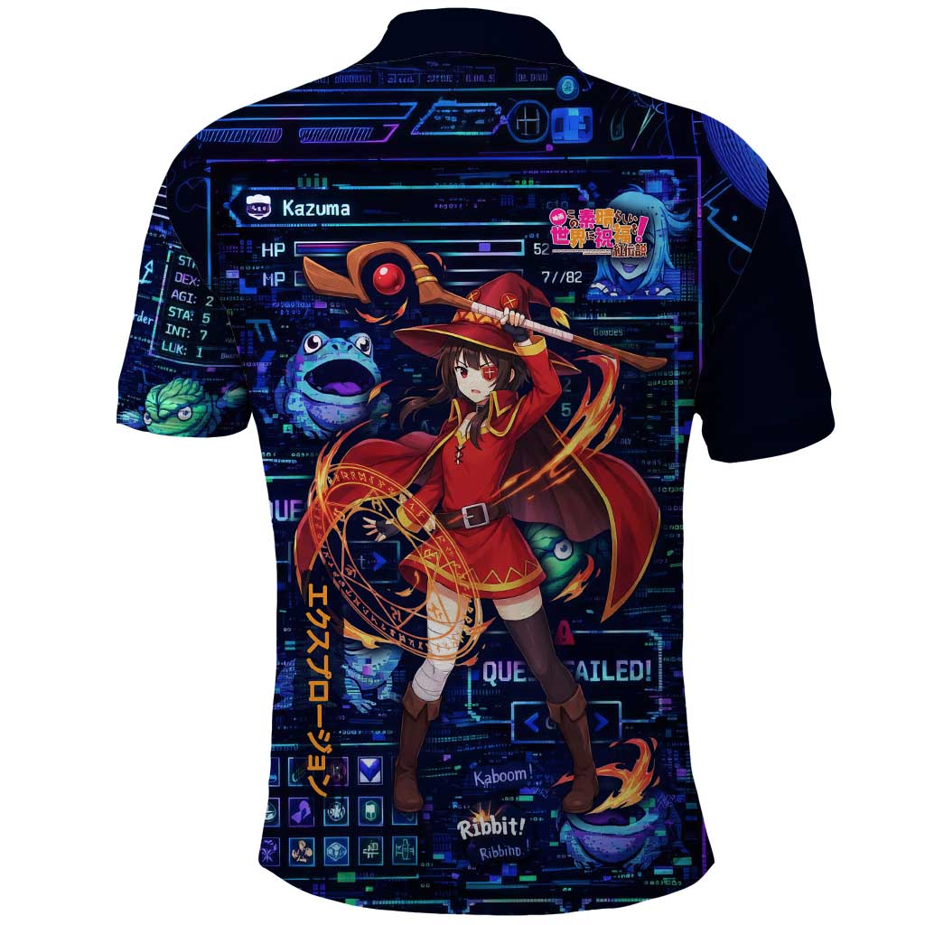Megumin Crimson Demon Polo Shirt Retro Anime RPG Interface Style