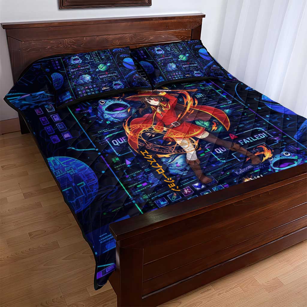 Megumin Crimson Demon Quilt Bed Set Retro Anime RPG Interface Style