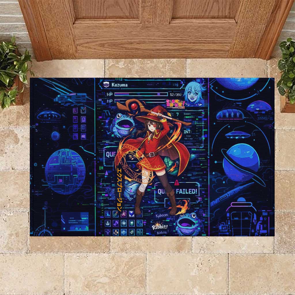 Megumin Crimson Demon Rubber Doormat Retro Anime RPG Interface Style