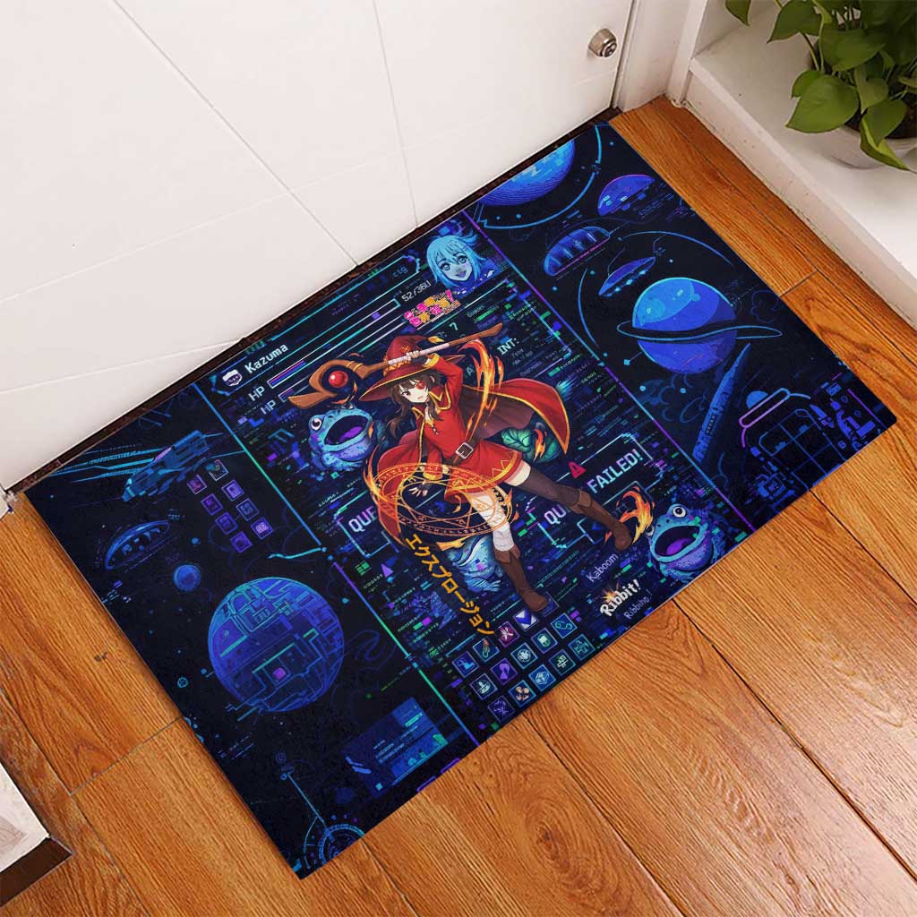 Megumin Crimson Demon Rubber Doormat Retro Anime RPG Interface Style