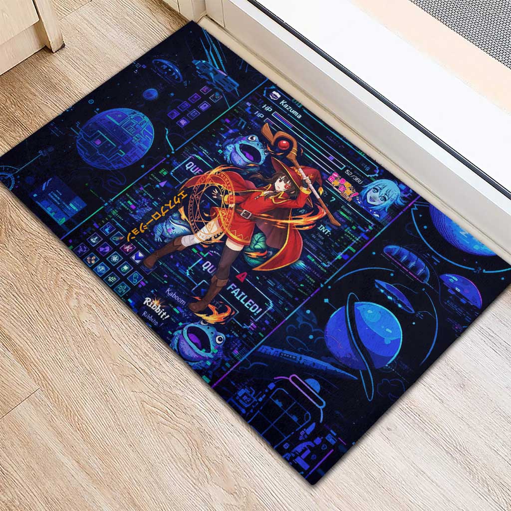 Megumin Crimson Demon Rubber Doormat Retro Anime RPG Interface Style