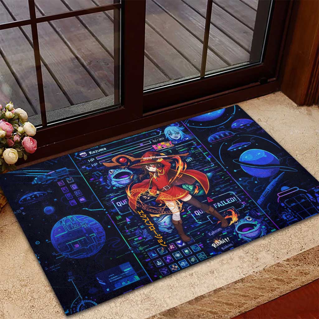 Megumin Crimson Demon Rubber Doormat Retro Anime RPG Interface Style