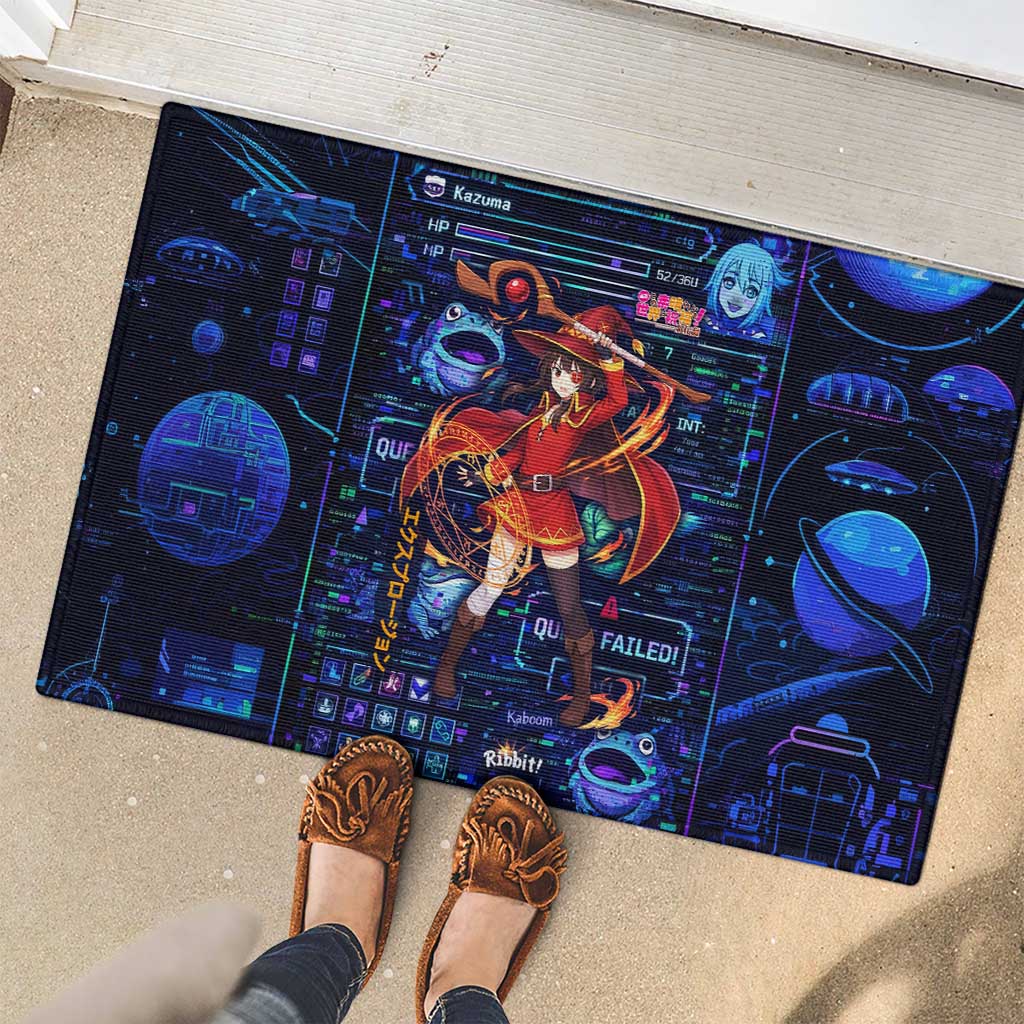 Megumin Crimson Demon Rubber Doormat Retro Anime RPG Interface Style