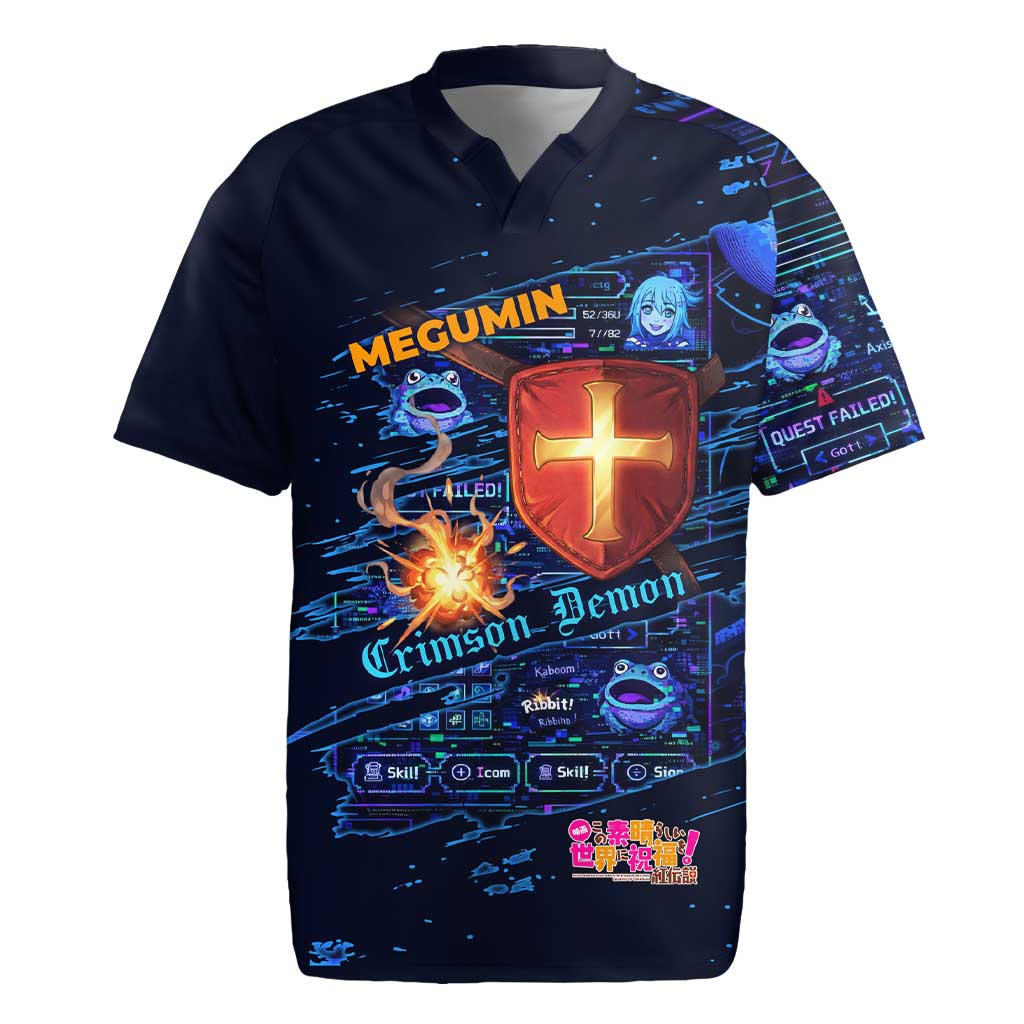 Megumin Crimson Demon Rugby Jersey Retro Anime RPG Interface Style