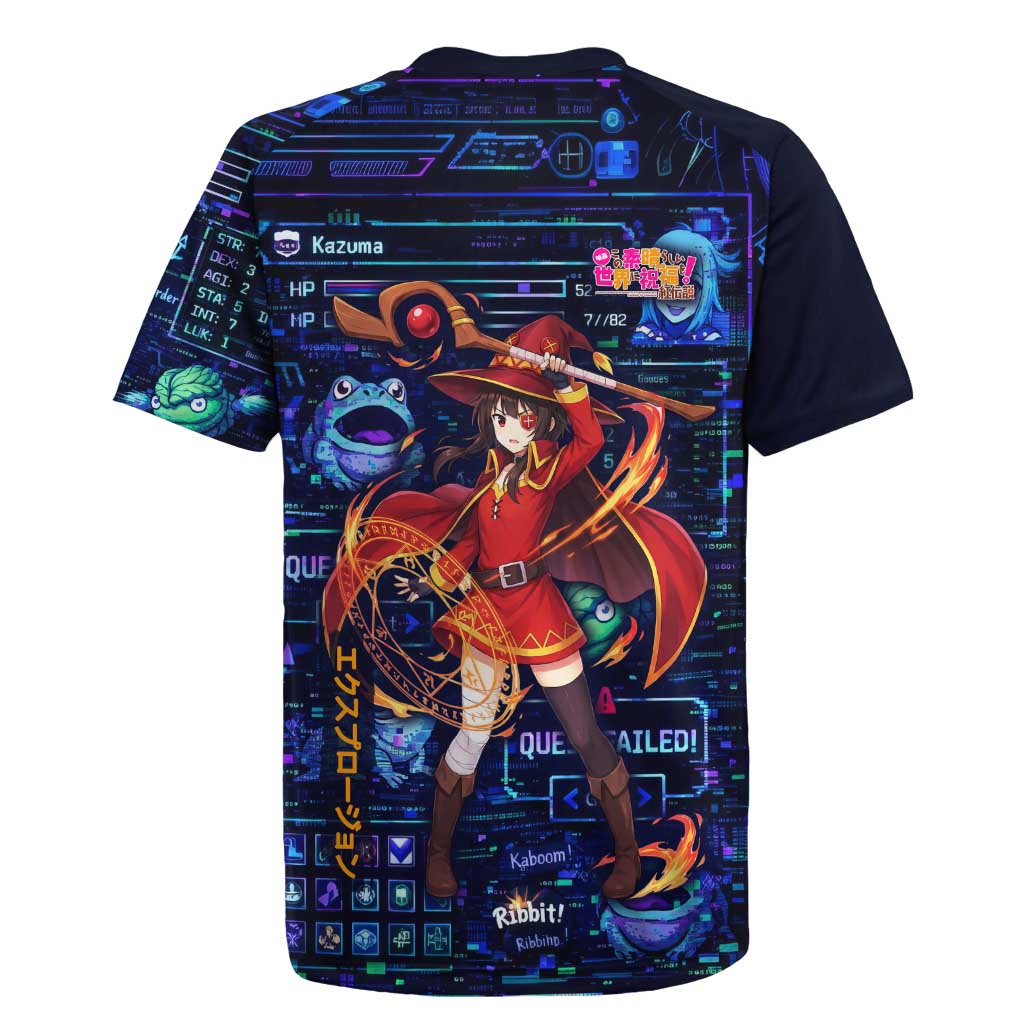 Megumin Crimson Demon Rugby Jersey Retro Anime RPG Interface Style
