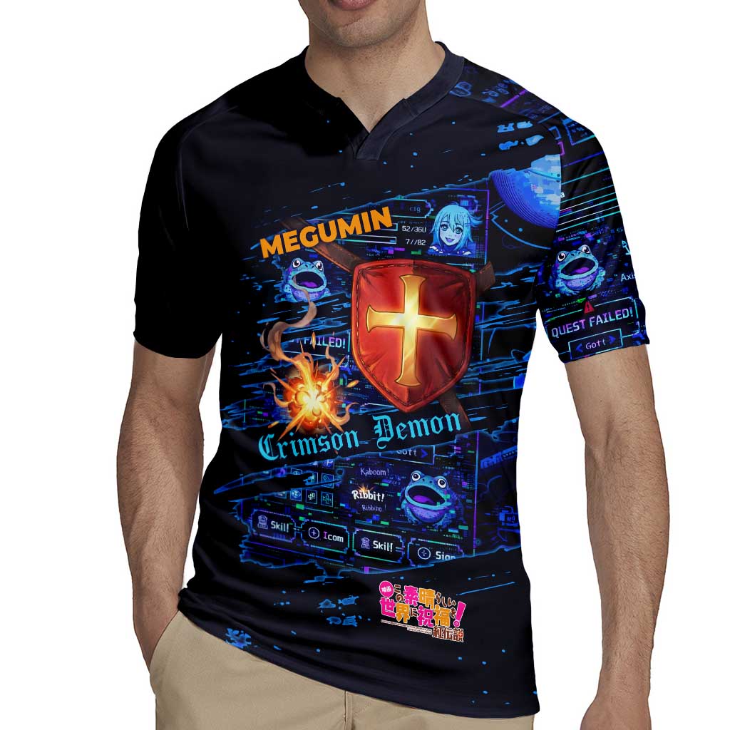 Megumin Crimson Demon Rugby Jersey Retro Anime RPG Interface Style