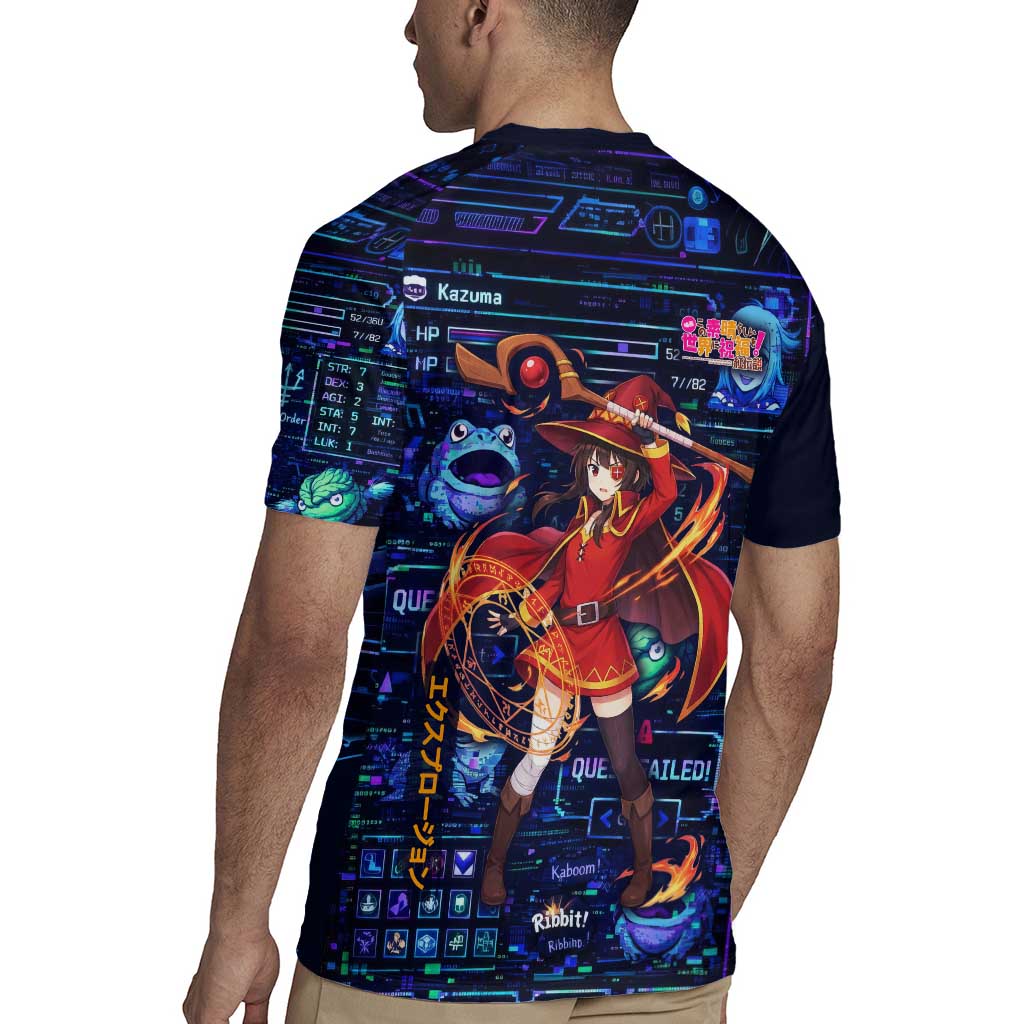 Megumin Crimson Demon Rugby Jersey Retro Anime RPG Interface Style