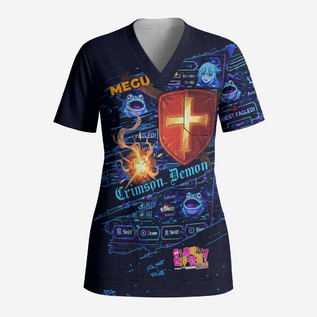 Megumin Crimson Demon Scrub Top Retro Anime RPG Interface Style