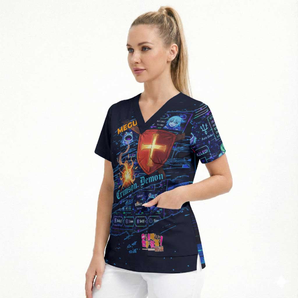 Megumin Crimson Demon Scrub Top Retro Anime RPG Interface Style