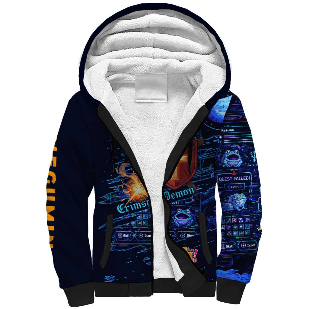 Megumin Crimson Demon Sherpa Hoodie Retro Anime RPG Interface Style