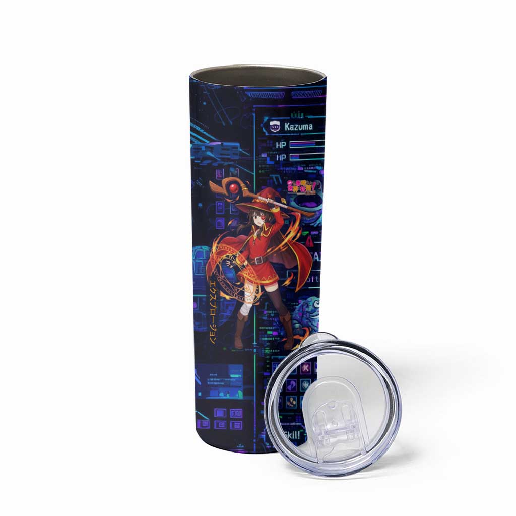 Megumin Crimson Demon Skinny Tumbler Retro Anime RPG Interface Style