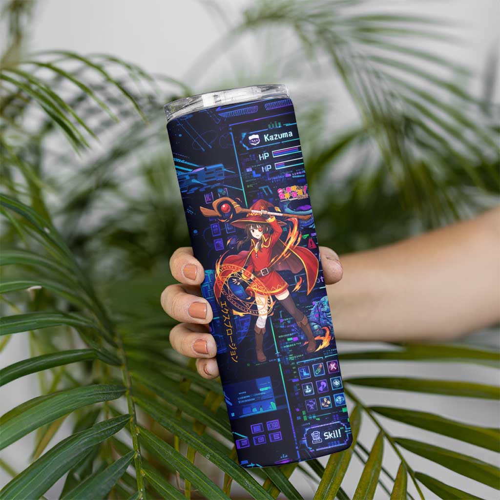 Megumin Crimson Demon Skinny Tumbler Retro Anime RPG Interface Style