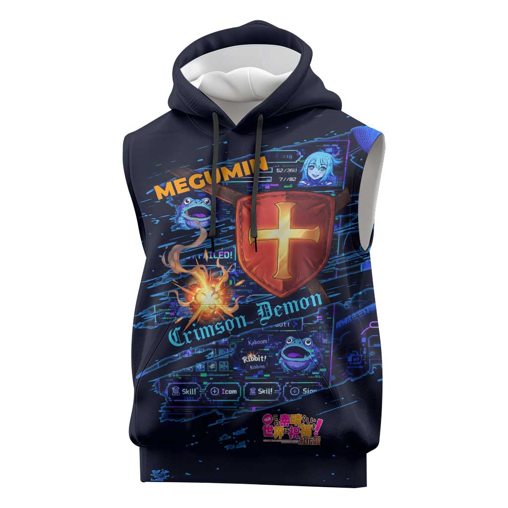 Megumin Crimson Demon Sleeveless Hoodie Retro Anime RPG Interface Style