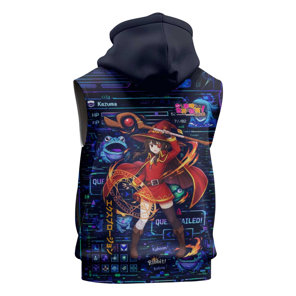 Megumin Crimson Demon Sleeveless Hoodie Retro Anime RPG Interface Style