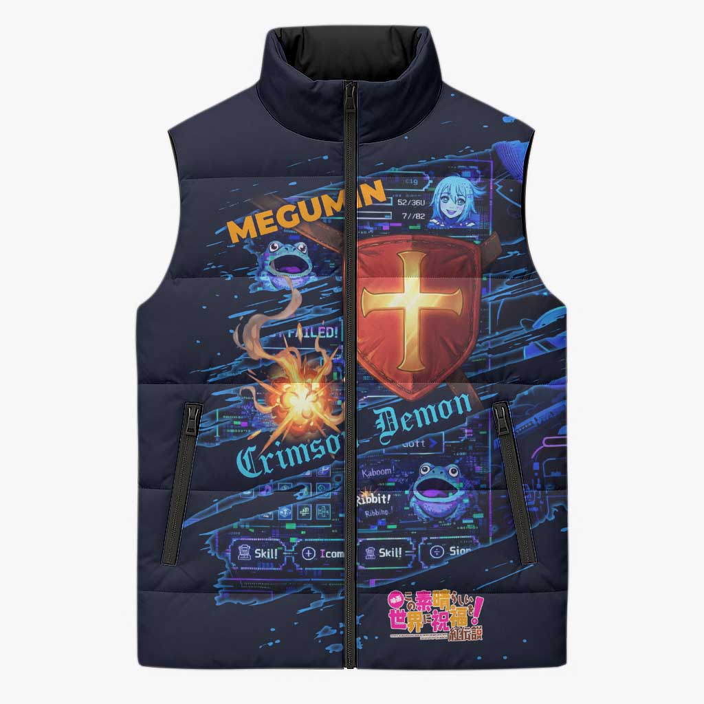 Megumin Crimson Demon Sleeveless Puffer Jacket Retro Anime RPG Interface Style