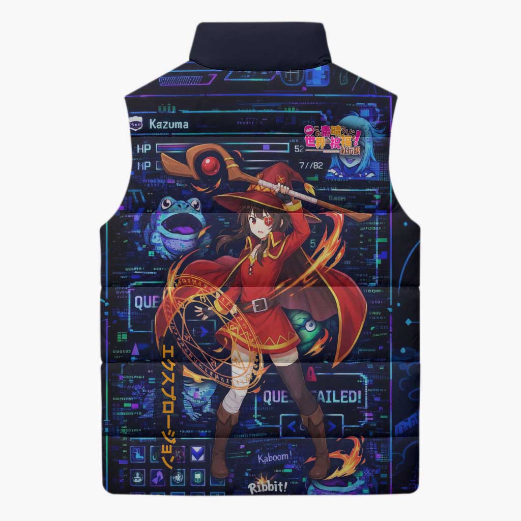 Megumin Crimson Demon Sleeveless Puffer Jacket Retro Anime RPG Interface Style