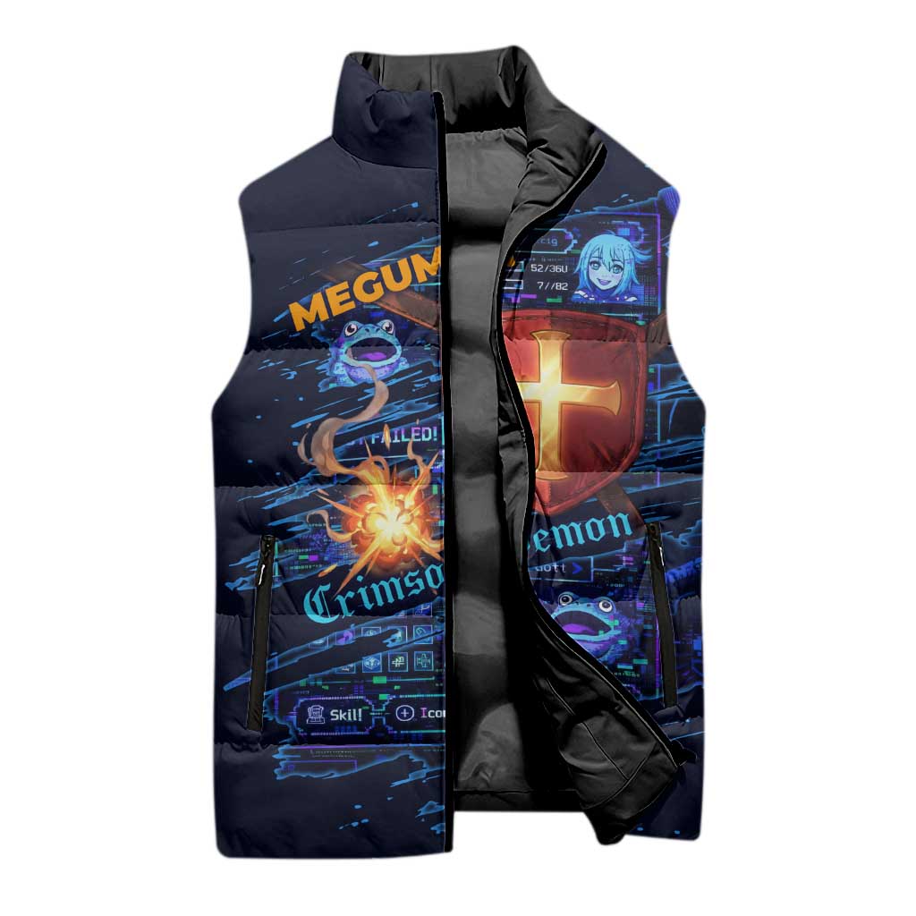 Megumin Crimson Demon Sleeveless Puffer Jacket Retro Anime RPG Interface Style