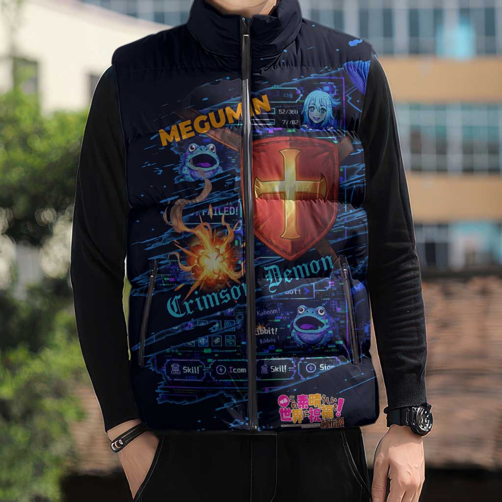 Megumin Crimson Demon Sleeveless Puffer Jacket Retro Anime RPG Interface Style