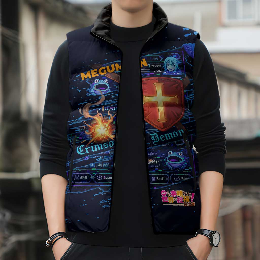 Megumin Crimson Demon Sleeveless Puffer Jacket Retro Anime RPG Interface Style