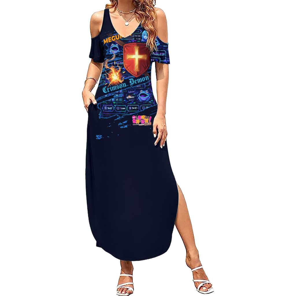 Megumin Crimson Demon Summer Maxi Dress Retro Anime RPG Interface Style