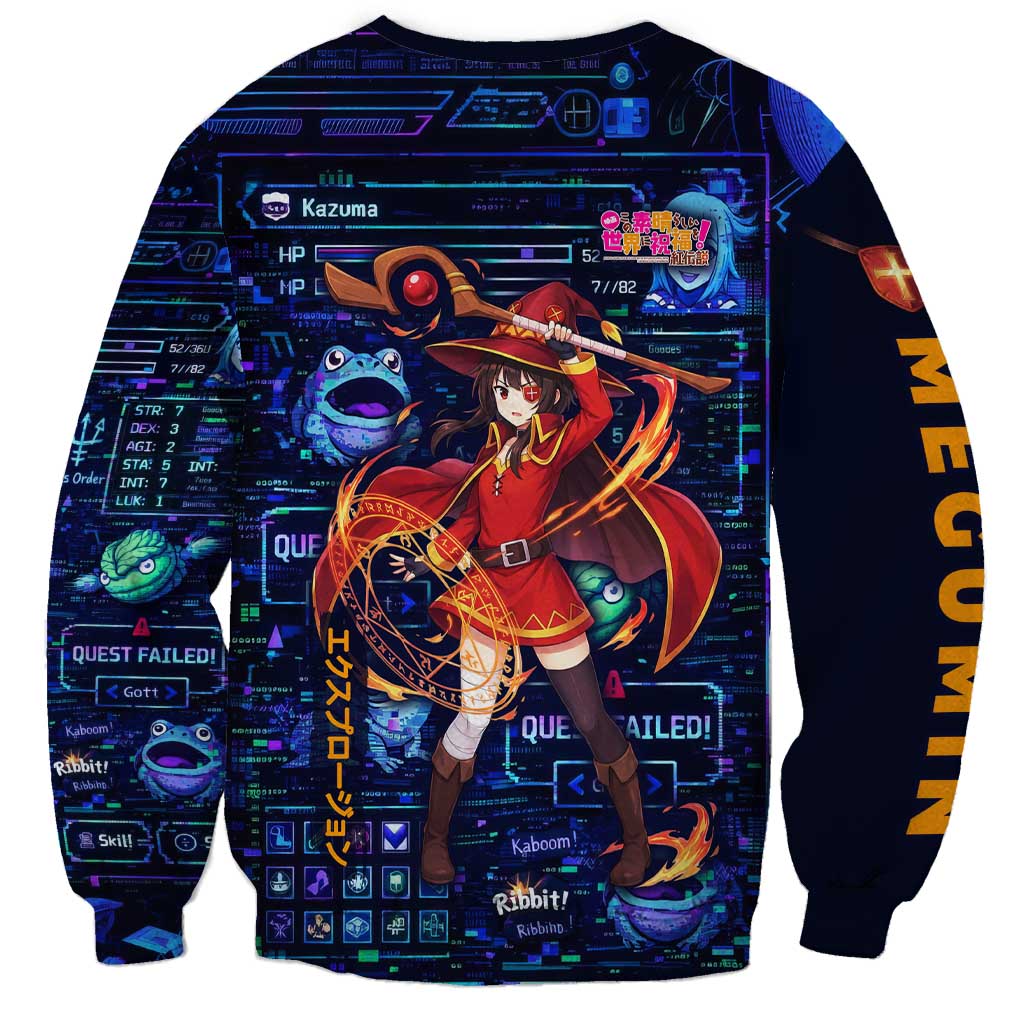Megumin Crimson Demon Sweatshirt Retro Anime RPG Interface Style
