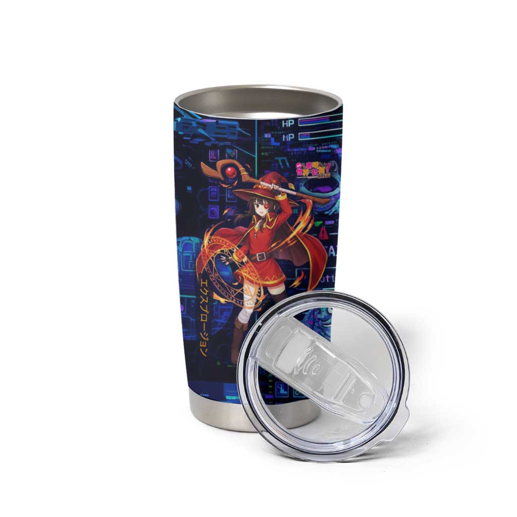 Megumin Crimson Demon Tumbler Cup Retro Anime RPG Interface Style