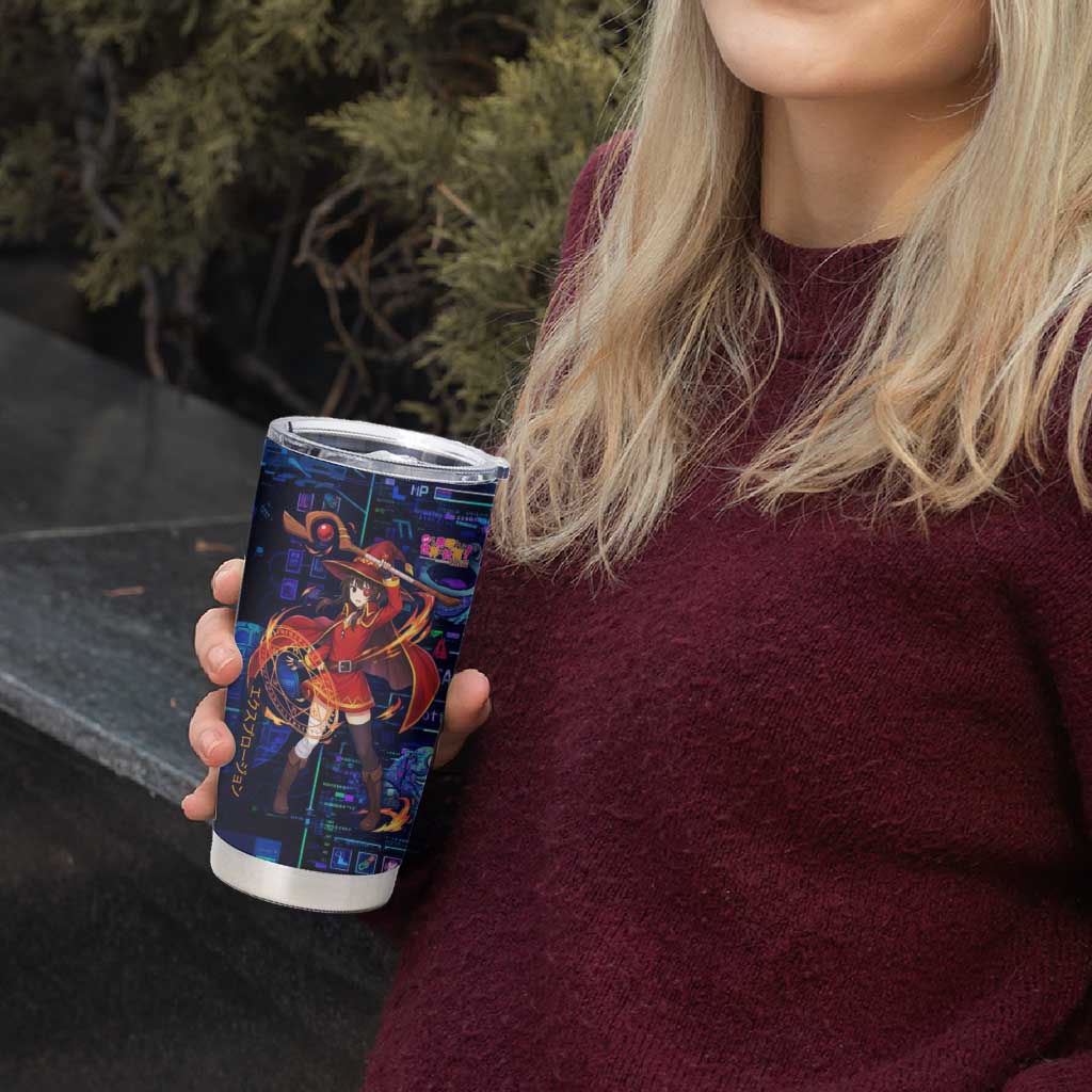 Megumin Crimson Demon Tumbler Cup Retro Anime RPG Interface Style