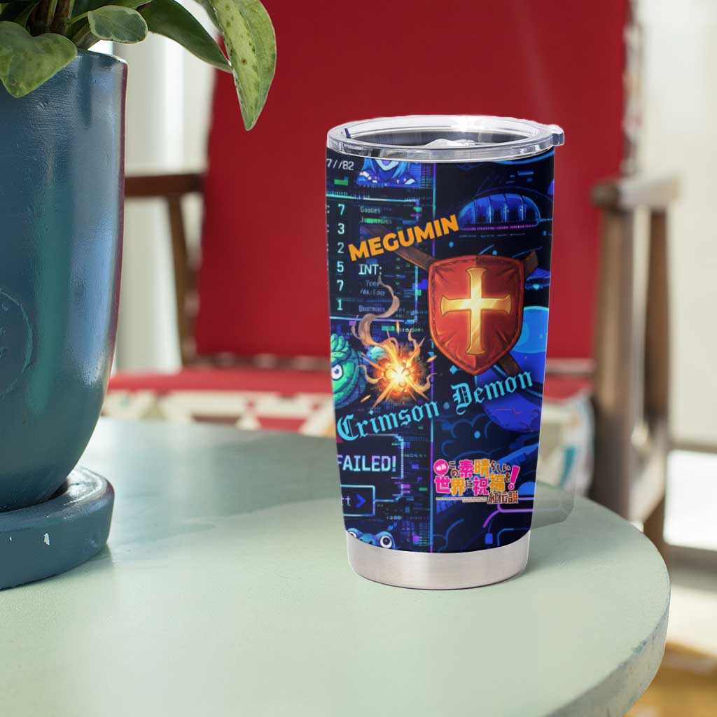Megumin Crimson Demon Tumbler Cup Retro Anime RPG Interface Style