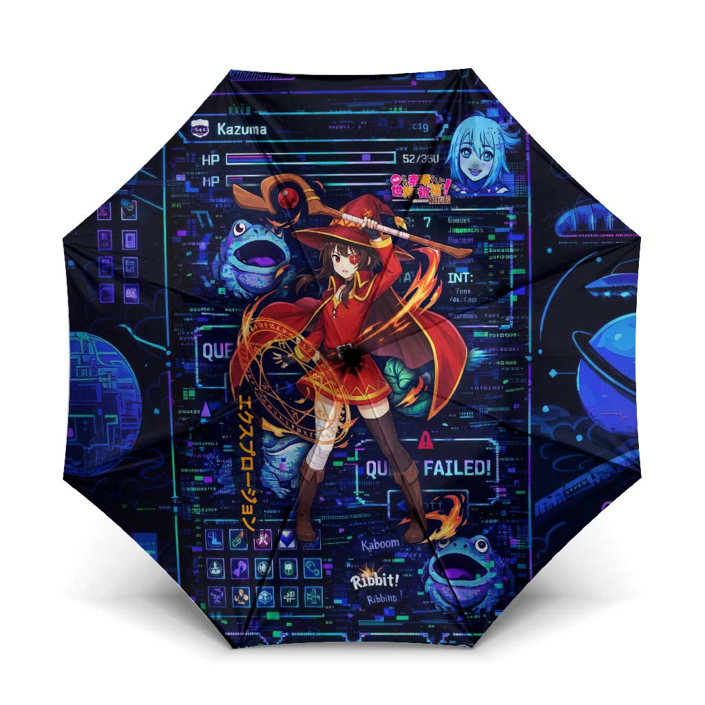 Megumin Crimson Demon Umbrella Retro Anime RPG Interface Style