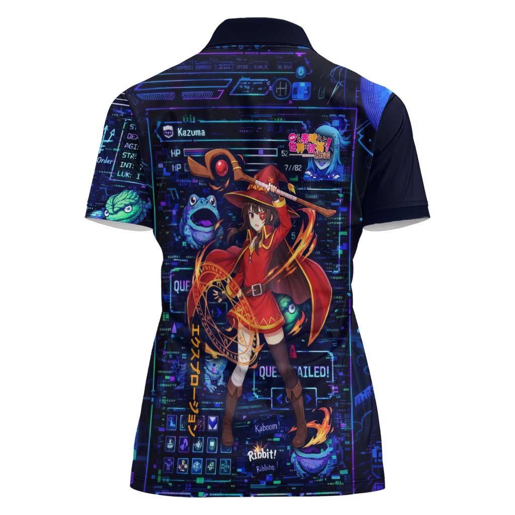 Megumin Crimson Demon Women Polo Shirt Retro Anime RPG Interface Style