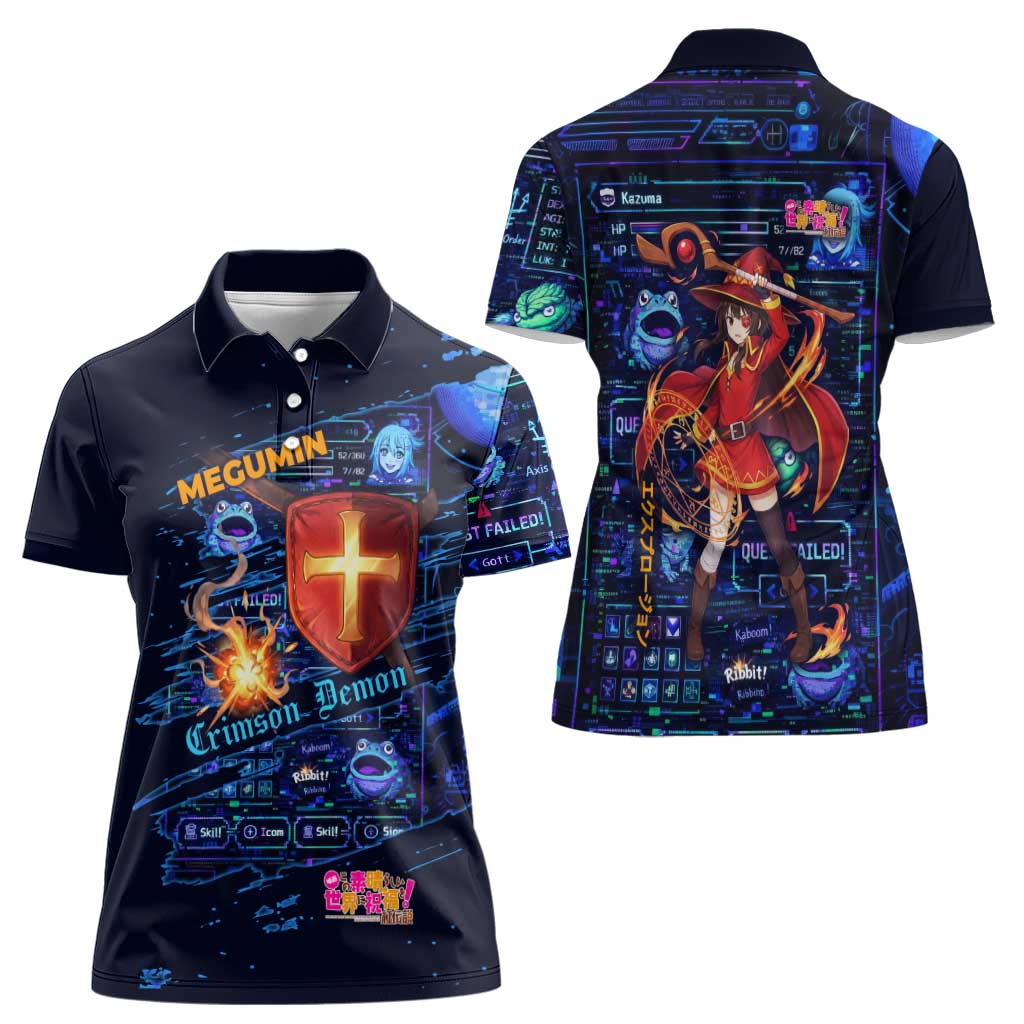 Megumin Crimson Demon Women Polo Shirt Retro Anime RPG Interface Style