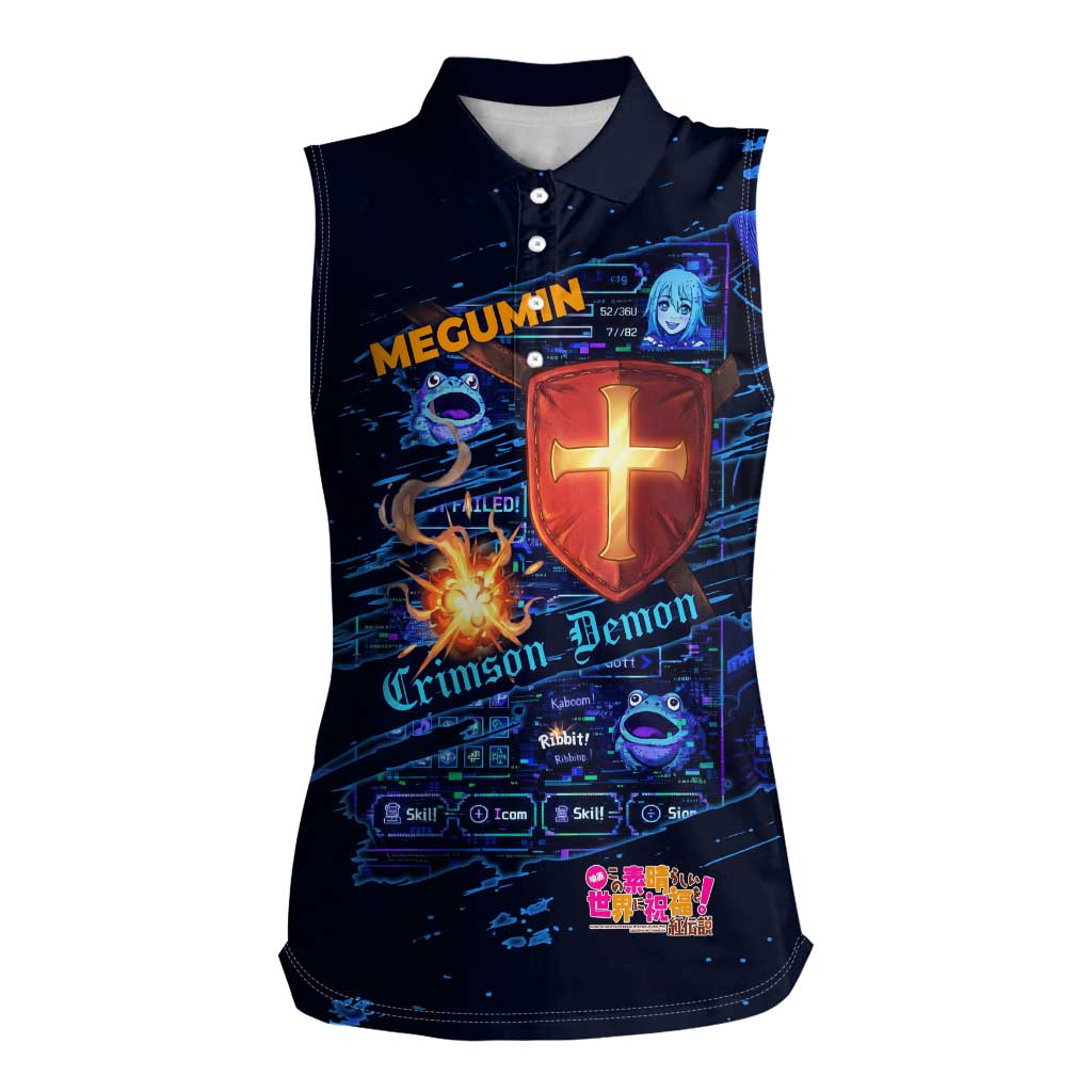 Megumin Crimson Demon Women Sleeveless Polo Shirt Retro Anime RPG Interface Style