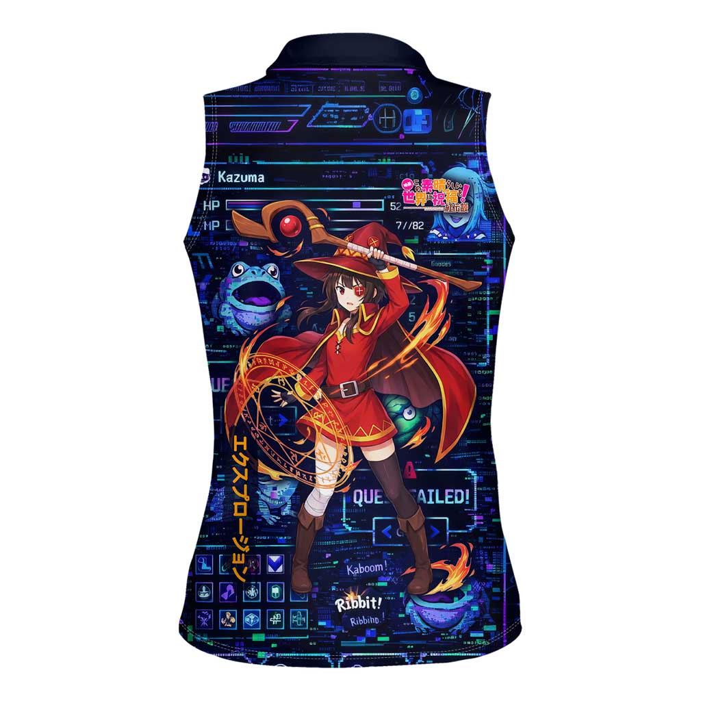 Megumin Crimson Demon Women Sleeveless Polo Shirt Retro Anime RPG Interface Style