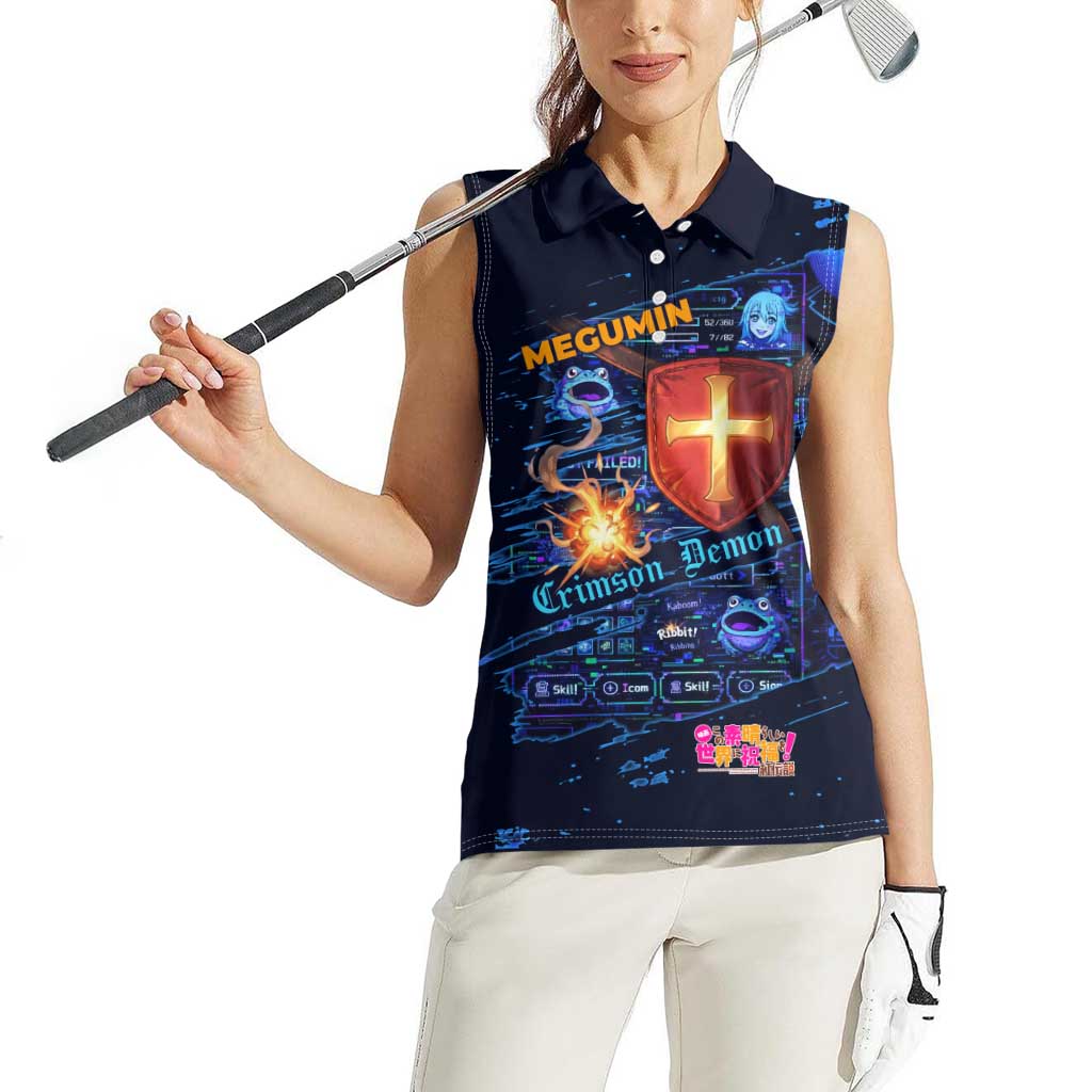 Megumin Crimson Demon Women Sleeveless Polo Shirt Retro Anime RPG Interface Style