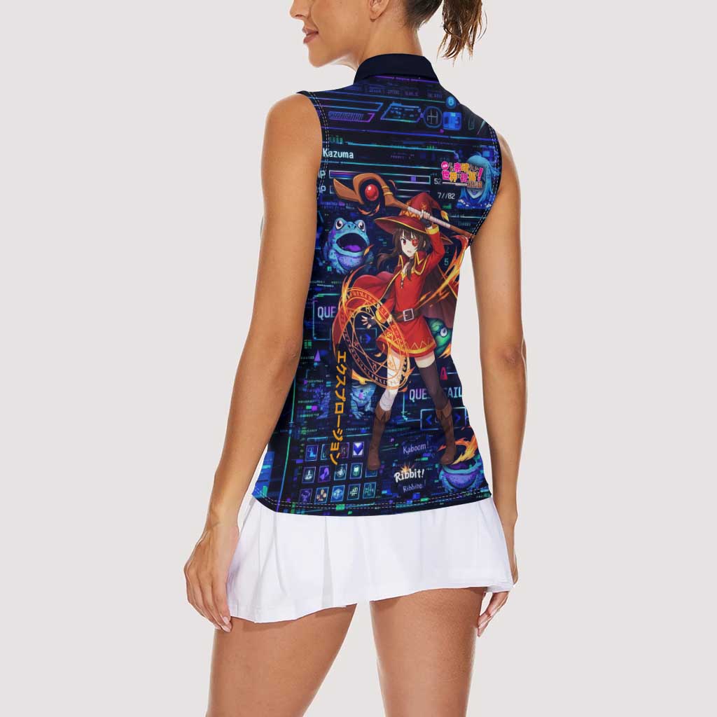 Megumin Crimson Demon Women Sleeveless Polo Shirt Retro Anime RPG Interface Style